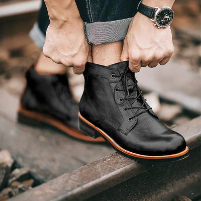 Mirosław - Męskie buty retro z oxkrągłym noskiem